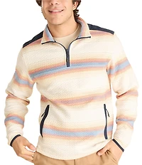 Chubbies Coastal Long Sleeve Striped Quarter Zip Quilted Jersey Pullover