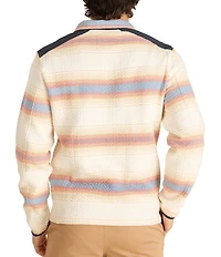 Chubbies Coastal Long Sleeve Striped Quarter Zip Quilted Jersey Pullover