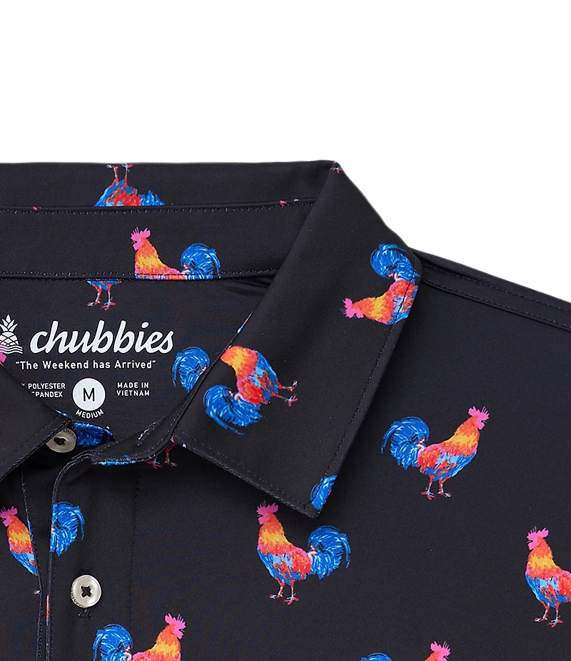 Chubbies Cockadoodle Doozies Printed Performance Short Sleeve Polo