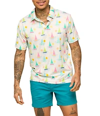 Chubbies Come Sail Away Printed Performance Short Sleeve Polo