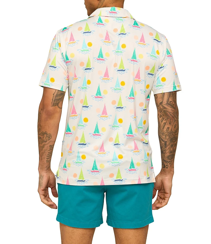 Chubbies Come Sail Away Printed Performance Short Sleeve Polo