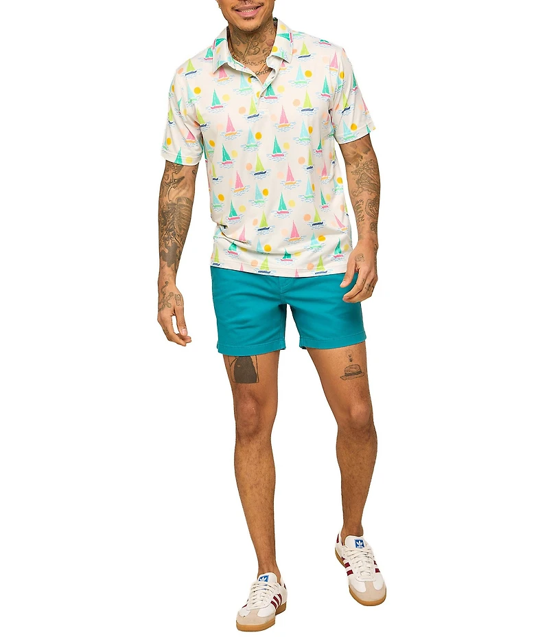 Chubbies Come Sail Away Printed Performance Short Sleeve Polo