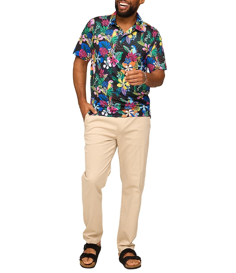 Chubbies Deep Floral Printed Performance Short Sleeve Polo