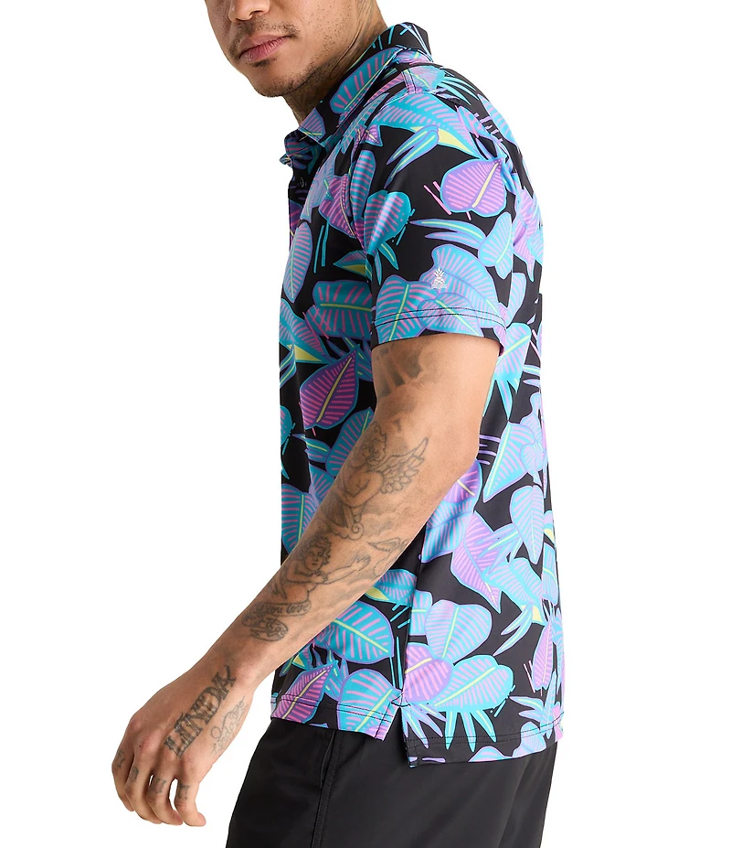 Chubbies Fluorescent Funk Short Sleeve Printed Peformance Polo Shirt