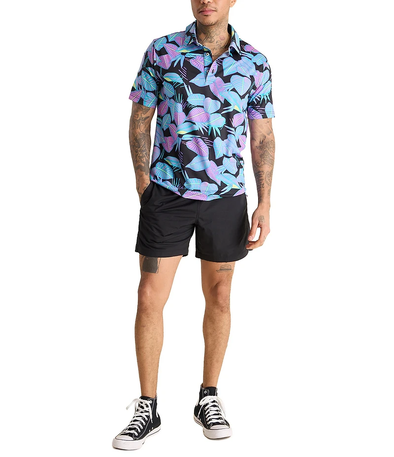 Chubbies Fluorescent Funk Short Sleeve Printed Peformance Polo Shirt