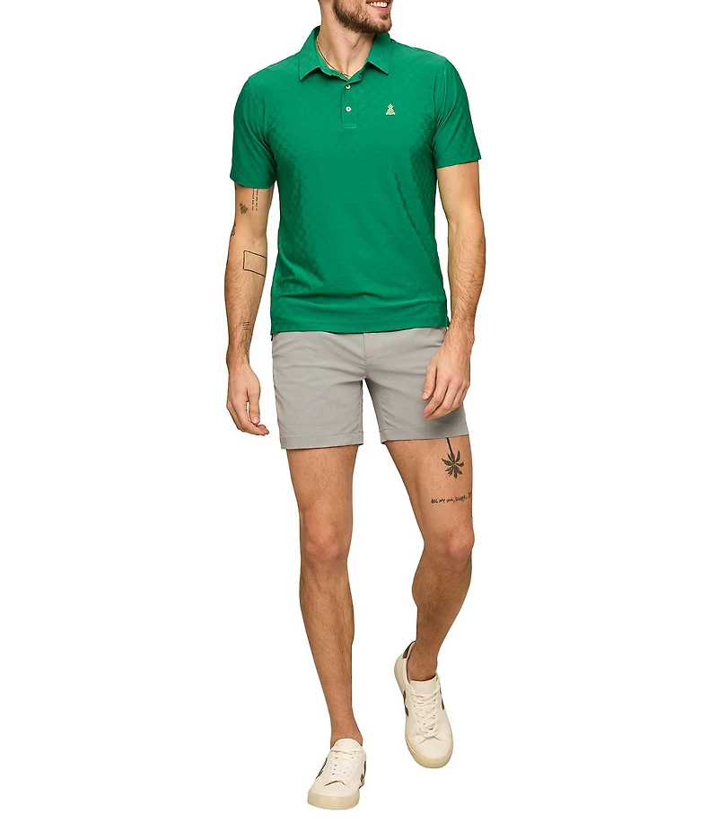 Chubbies Forest Floor Checkered Texture Short Sleeve Knit Polo Shirt