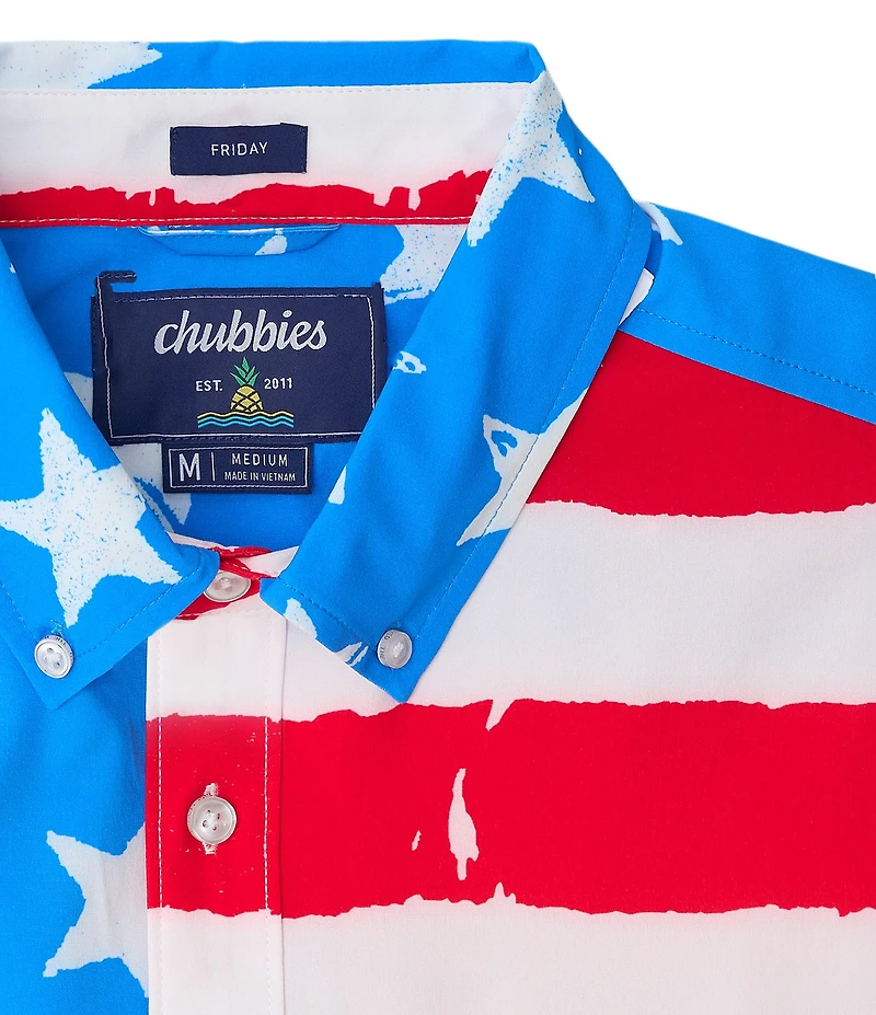 Chubbies Grand Ole Flag Americana Short Sleeve Performance Friday Sport Shirt