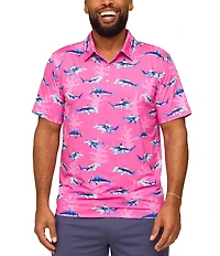 Chubbies Great Pink Shark Short Sleeve Knit Performance Polo