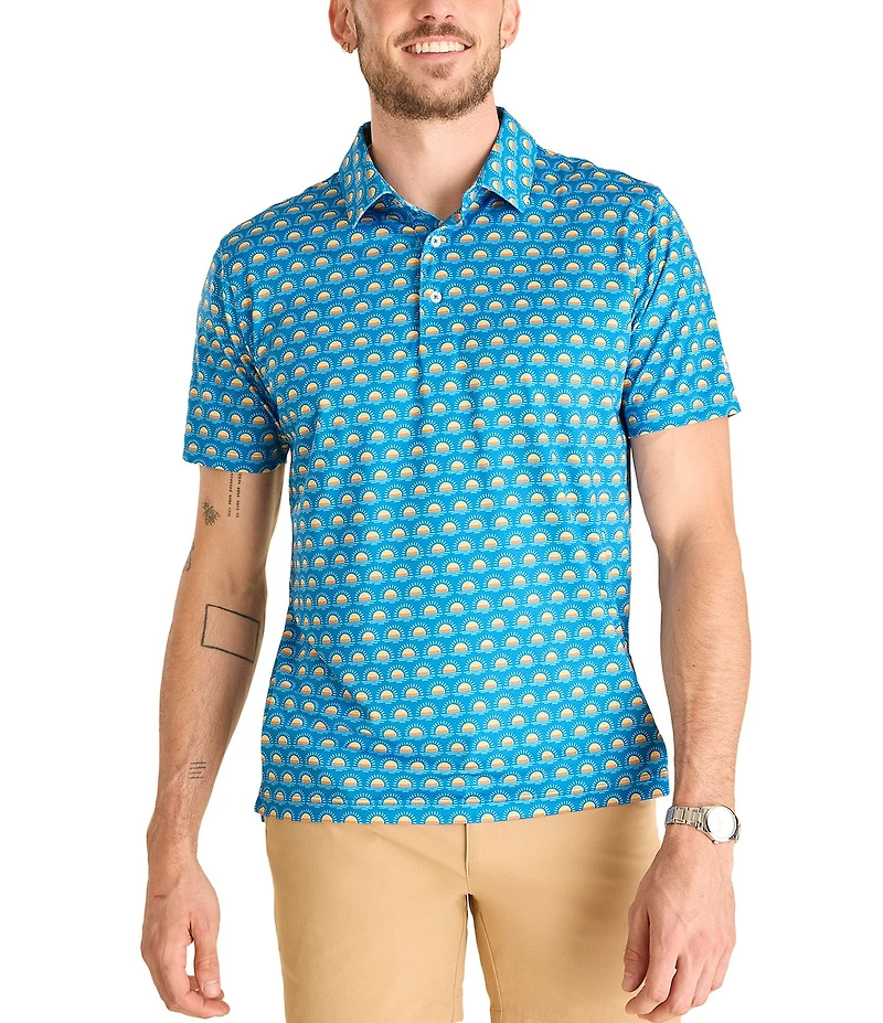 Chubbies Heat Wave Short Sleeve Printed Performance Polo Shirt