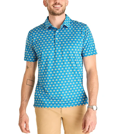 Chubbies Heat Wave Short Sleeve Printed Performance Polo Shirt