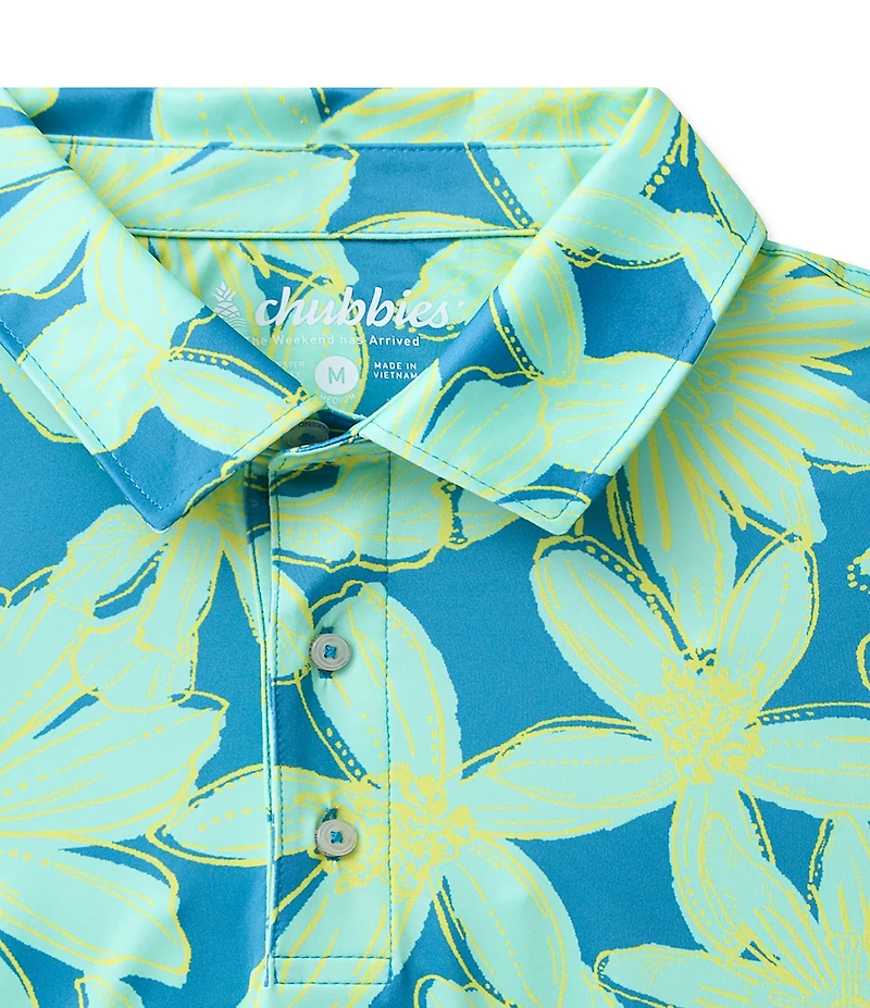 Chubbies Jade Garden Short Sleeve Performance Knit Polo Shirt