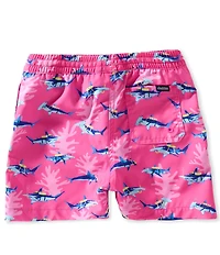 Chubbies Little Boys Great Pink Shark Print Swim Trunks