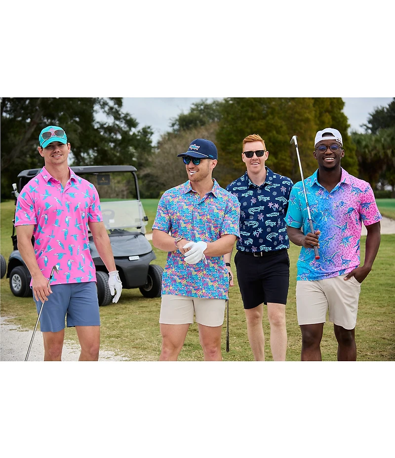 Chubbies Neon Glade Short Sleeve Performance Polo Shirt