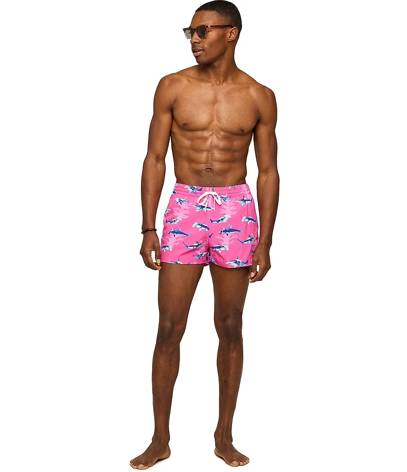 Chubbies Shark Print 4#double; Inseam Swim Trunks
