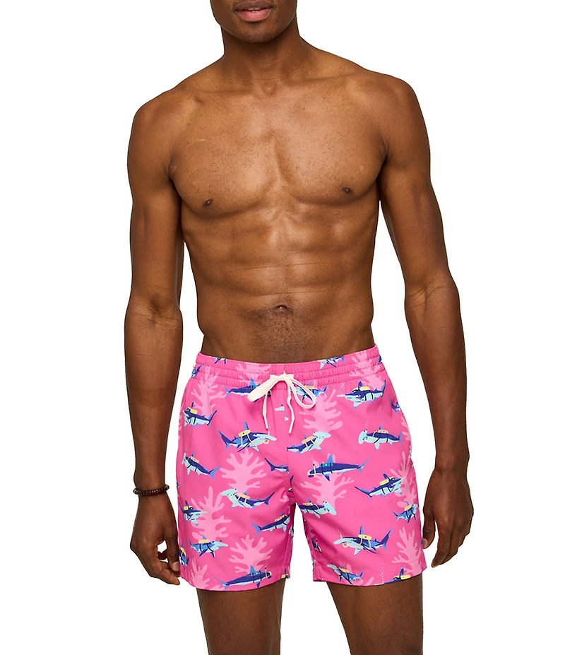 Chubbies Shark Print 5.5#double; Swim Trunks