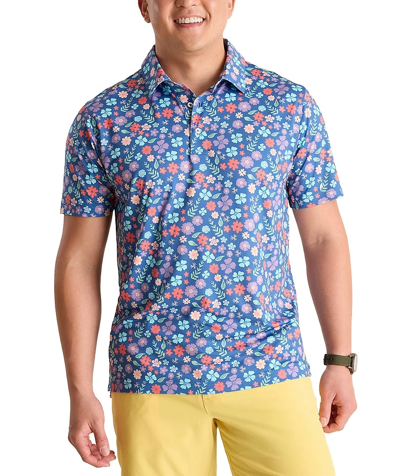 Chubbies Short Sleeve Spring Petal Printed Performance Polo Shirt