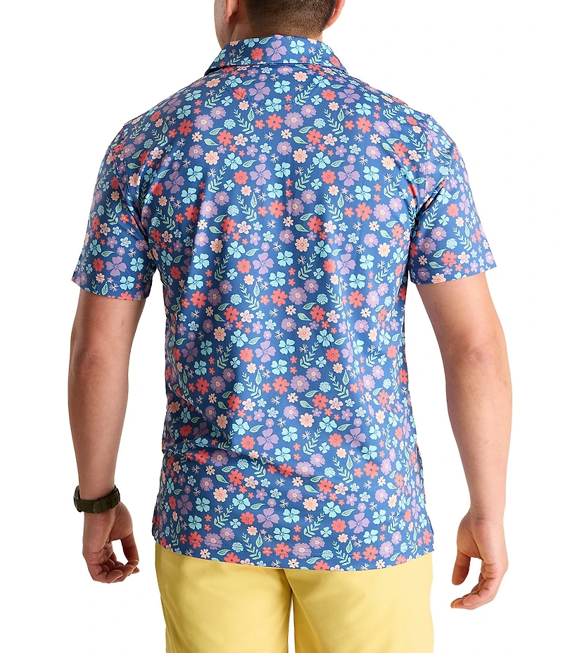 Chubbies Short Sleeve Spring Petal Printed Performance Polo Shirt