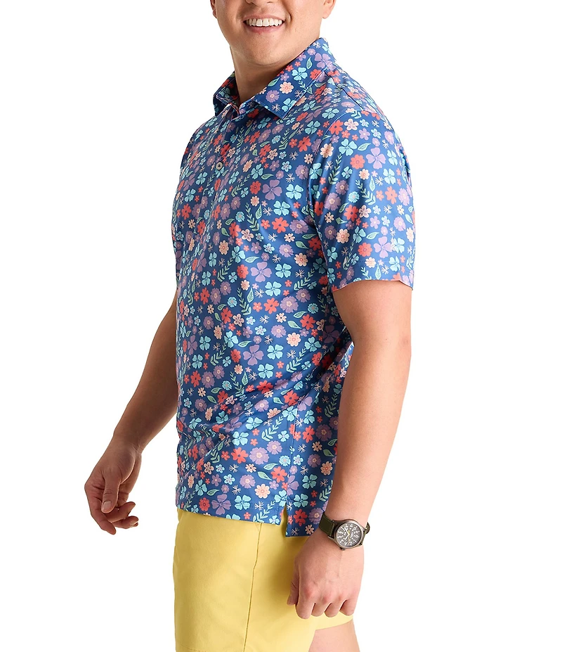 Chubbies Short Sleeve Spring Petal Printed Performance Polo Shirt