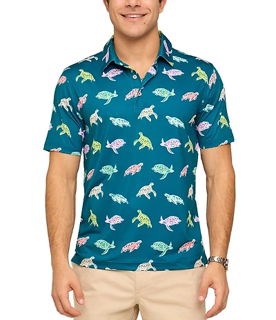 Chubbies Turtally Awesome Turtle Print Short Sleeve Performance Knit Shirt