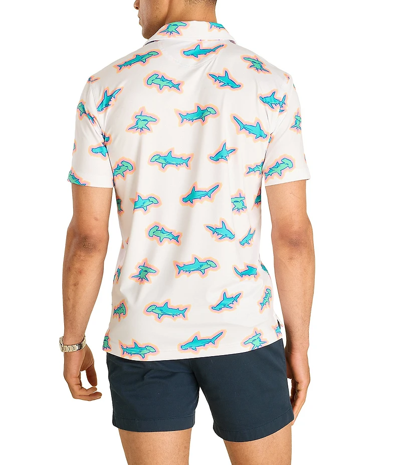 Chubbies Vanna Apex Shark Print Short Sleeve Performance Polo Shirt