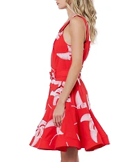 CIEBON Alivia Pinwheel Embroidered Square Neck Sleeveless Flared Hem A-Line Mini Dress