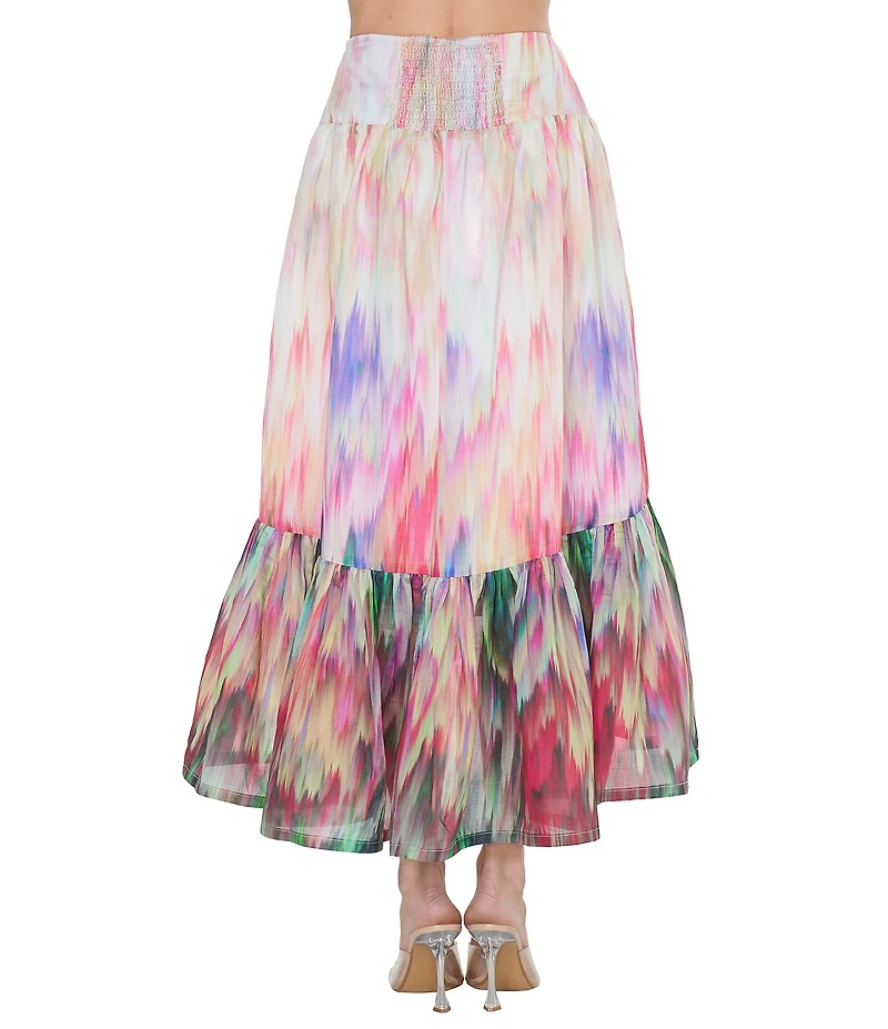 CIEBON Ava Printed Voile High-Low Coordinating Maxi Skirt