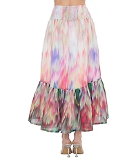 CIEBON Ava Printed Voile High-Low Coordinating Maxi Skirt