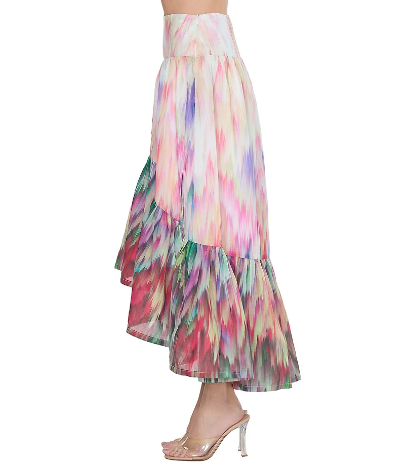CIEBON Ava Printed Voile High-Low Coordinating Maxi Skirt