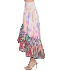 CIEBON Ava Printed Voile High-Low Coordinating Maxi Skirt