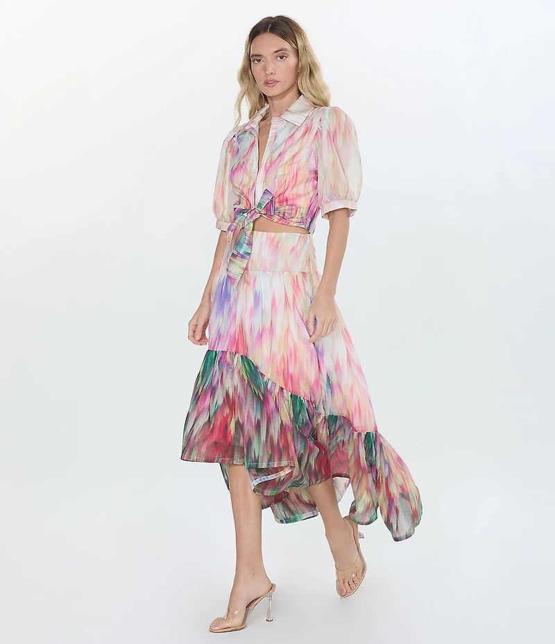 CIEBON Ava Printed Voile High-Low Coordinating Maxi Skirt