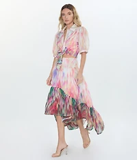 CIEBON Ava Printed Voile High-Low Coordinating Maxi Skirt