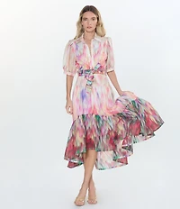 CIEBON Ava Printed Voile High-Low Coordinating Maxi Skirt