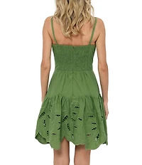 CIEBON Cathal Cutwork Embroidered Sweetheart Neck Sleeveless A-Line Mini Dress