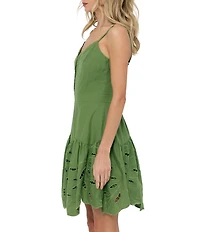 CIEBON Cathal Cutwork Embroidered Sweetheart Neck Sleeveless A-Line Mini Dress