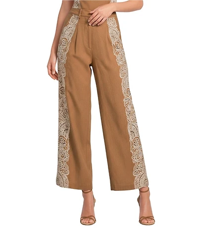 CIEBON Celena Cutwork Embroidered High Rise Wide Leg Coordinating Pants