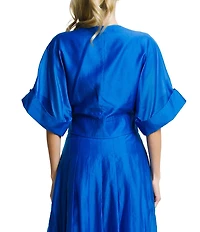 CIEBON Clarisa V-Neck Half Sleeve Tie Front Coordinating Cropped Blouse