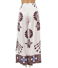 CIEBON Emma Printed Satin Faux-Wrap Waist Coordinating Pants