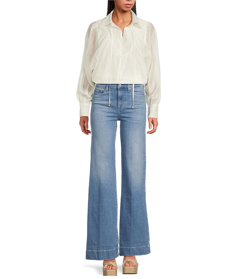 CIEBON Georgina Split V-Neck Long Sleeve Tencel Voile Top