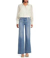 CIEBON Georgina Split V-Neck Long Sleeve Tencel Voile Top