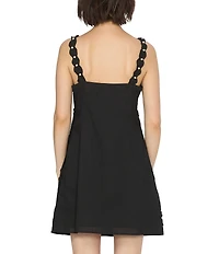 CIEBON Harper Soutache Embroidered Square Neck Sleeveless A-Line Mini Dress