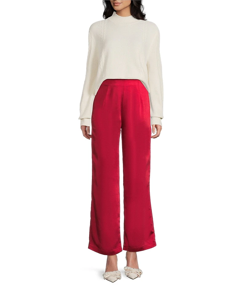 CIEBON Heryn High Waist Wide Leg Satin Pants