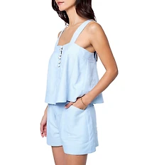 CIEBON Jaclyn Topstiched Square Neck Sleeveless Coordinating Tank Top