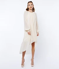 CIEBON Joni Chiffon Crew Neck Long Sleeve Hi-Lo Dress
