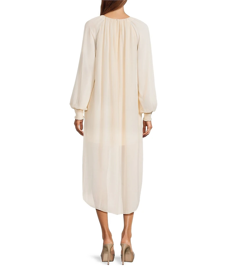 CIEBON Joni Chiffon Crew Neck Long Sleeve Hi-Lo Dress