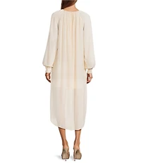 CIEBON Joni Chiffon Crew Neck Long Sleeve Hi-Lo Dress