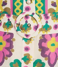 CIEBON Leena Floral Print Collared Halter Neck Belted Sleeveless A-Line Crepe Maxi Dress