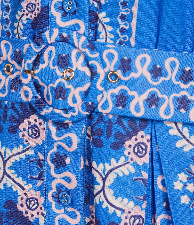 CIEBON Leena Printed Crepe Halter Collared Neck Sleeveless A-Line Midi Dress