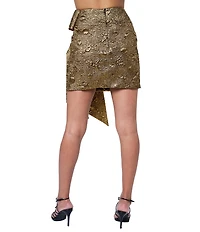 CIEBON Luna High Waisted Metallic Jacquard Mini Skirt