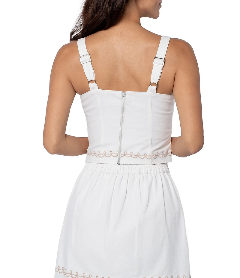 CIEBON Lyra Embroidered Sweetheart Neck Sleeveless Coordinating Top