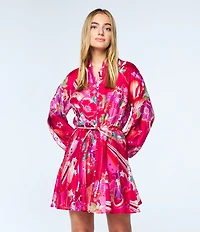 CIEBON Nylah Mandarin Collar Long Sleeve Printed Mini Dress